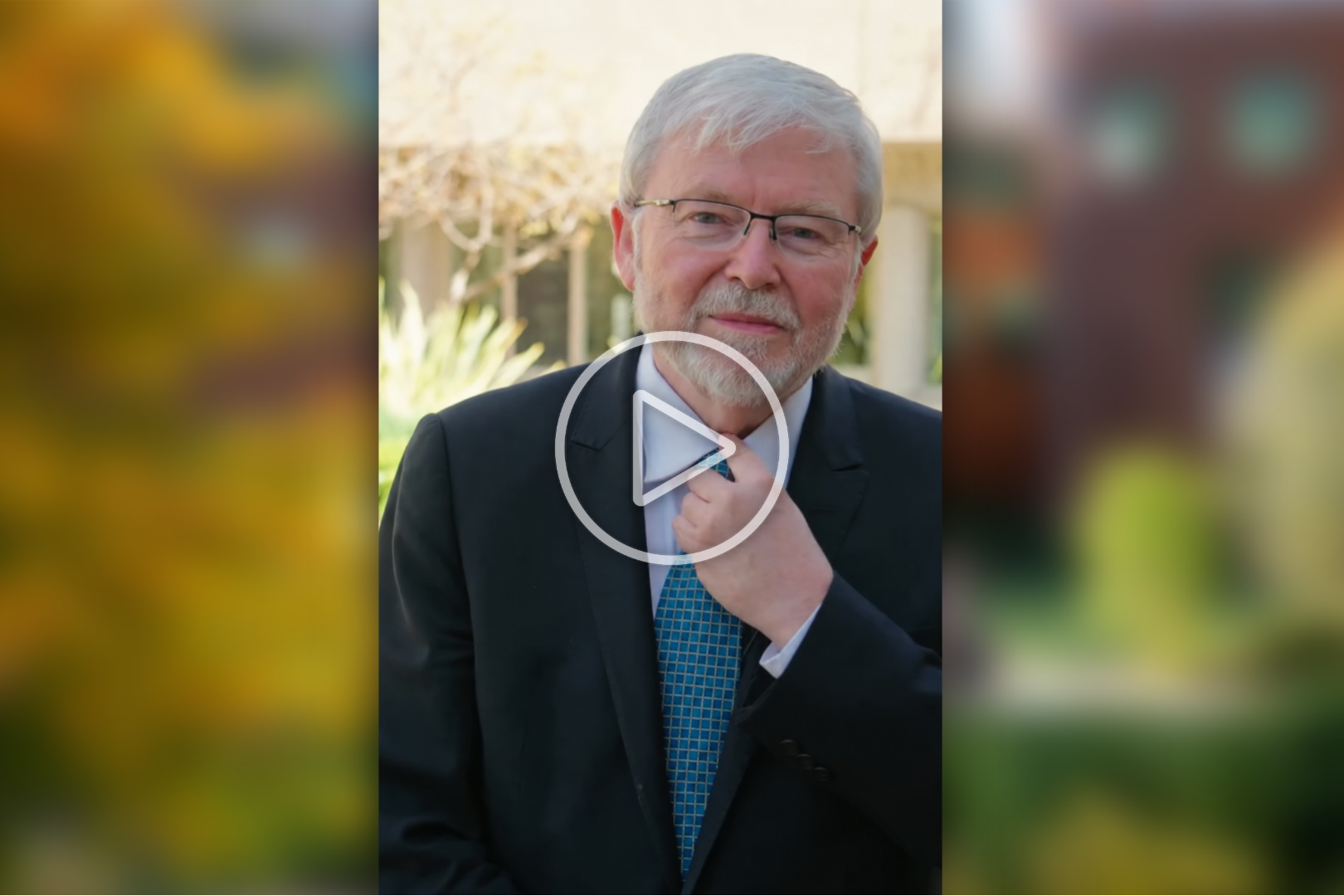 Video thumbnail of former Prime Minister, the Hon Dr Kevin Rudd standing outside at the ANU Acton campus.