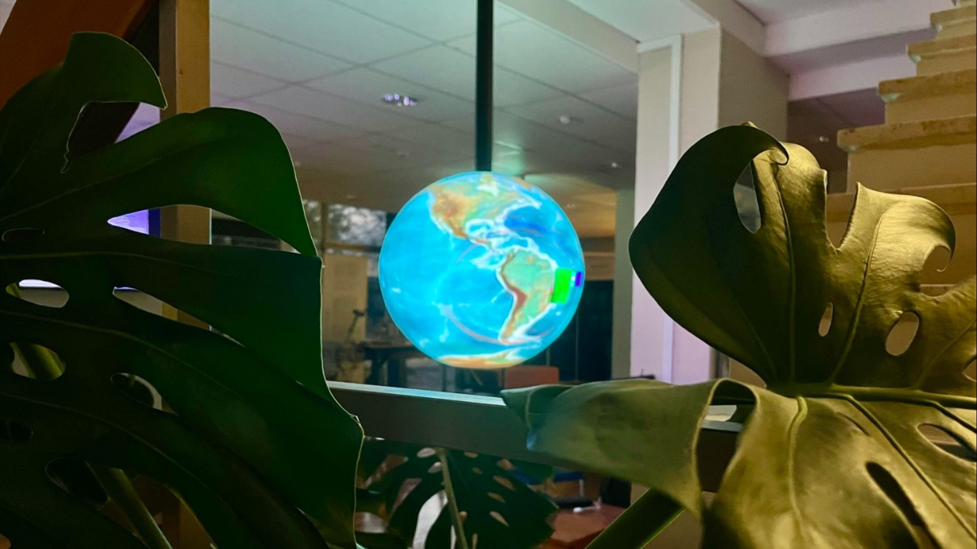 The illuminated globe in the Research School of Earth Sciences building