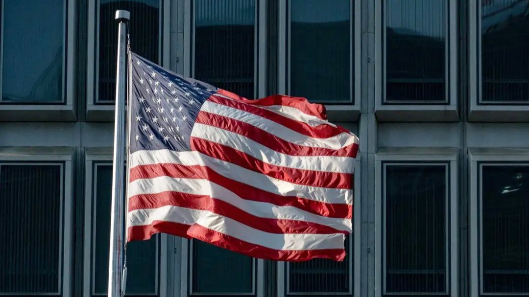 The American flag in the wind