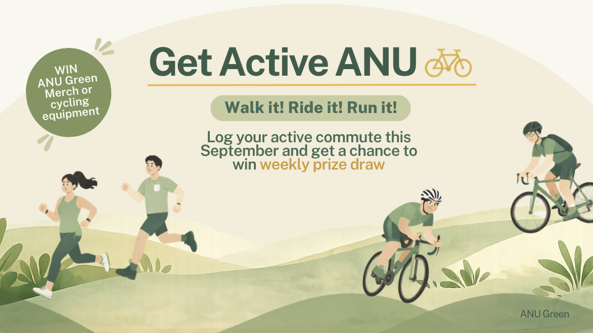 Get Active ANU graphic promoting active commuting and weekly prizes.