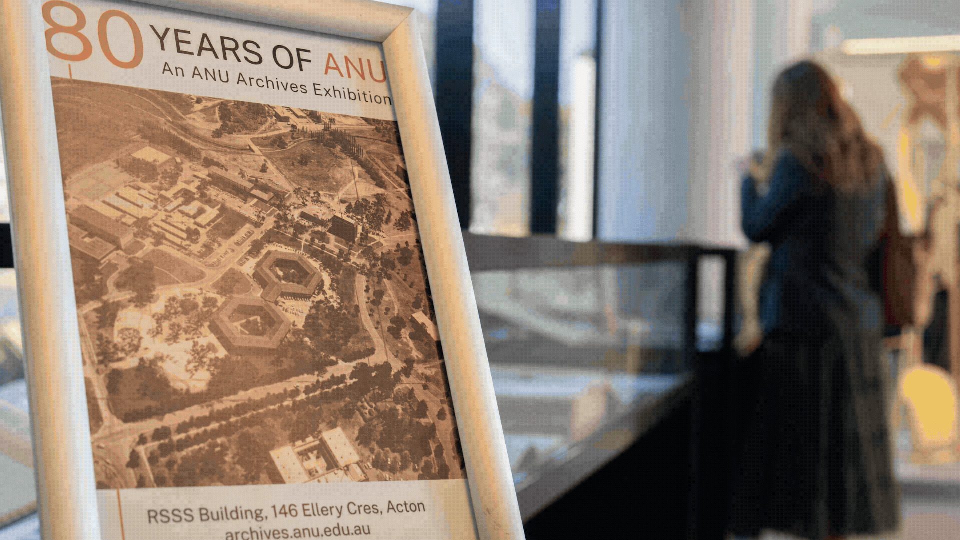 Multiple images from the ANU80 exhibition launch