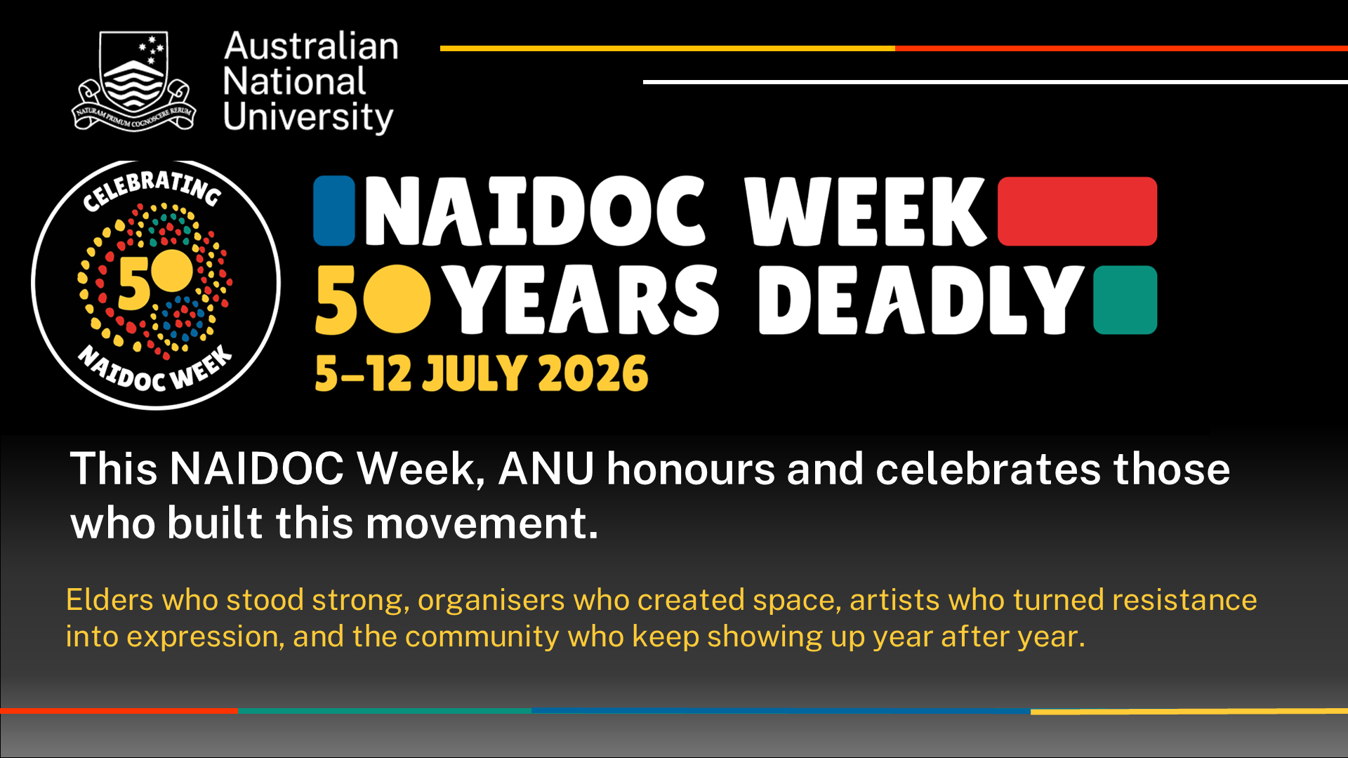 NAIDOC week poster with ��������branding at the top left hand corner. 