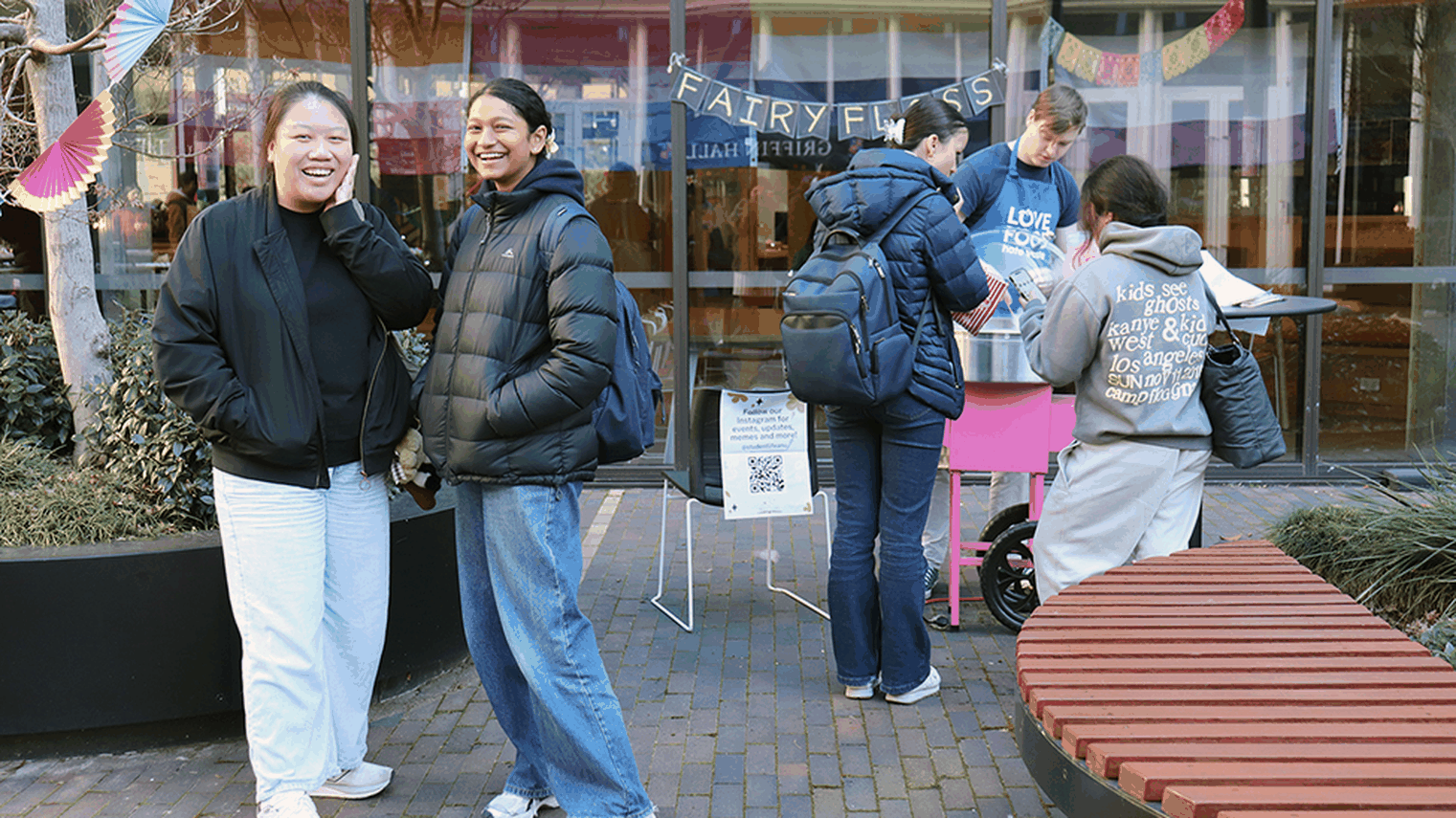 Photos of Students at the Friendship Fiesta event and the crafts they have made.