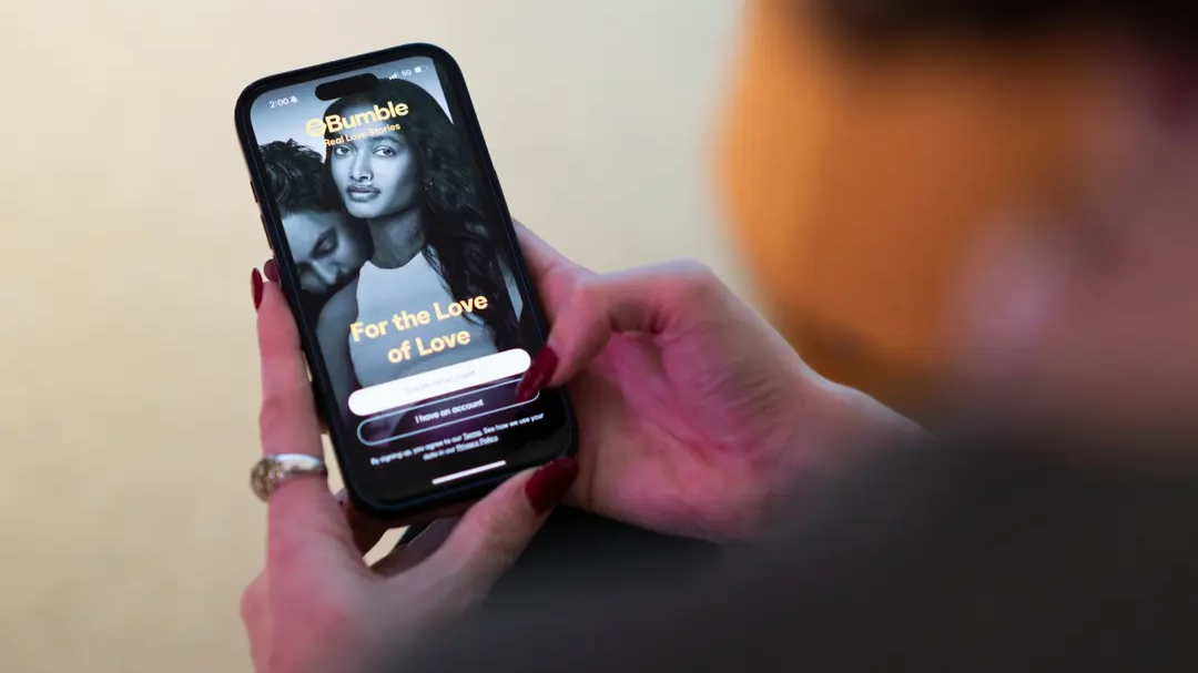 Phone screen with the Bumble app open. 