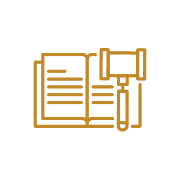 Icon of an open book and gavel